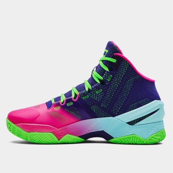 Under Armour Curry 2 Retro Northern Lights 3026052-600 Basketball Shoes Sneakers - Picture 2 of 7